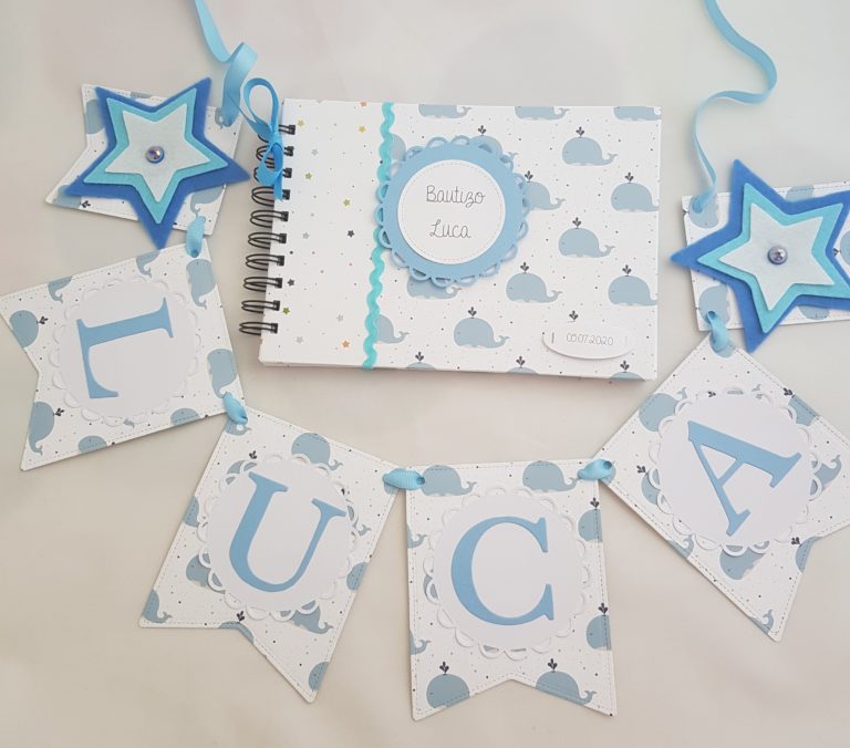 Guirnalda de bautizo ENTRE MARIPOSAS Y PAPELES