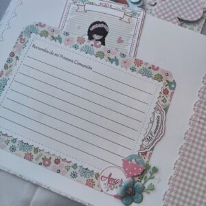 libro de comunión personalizado para niña con guirnalda a conjunto